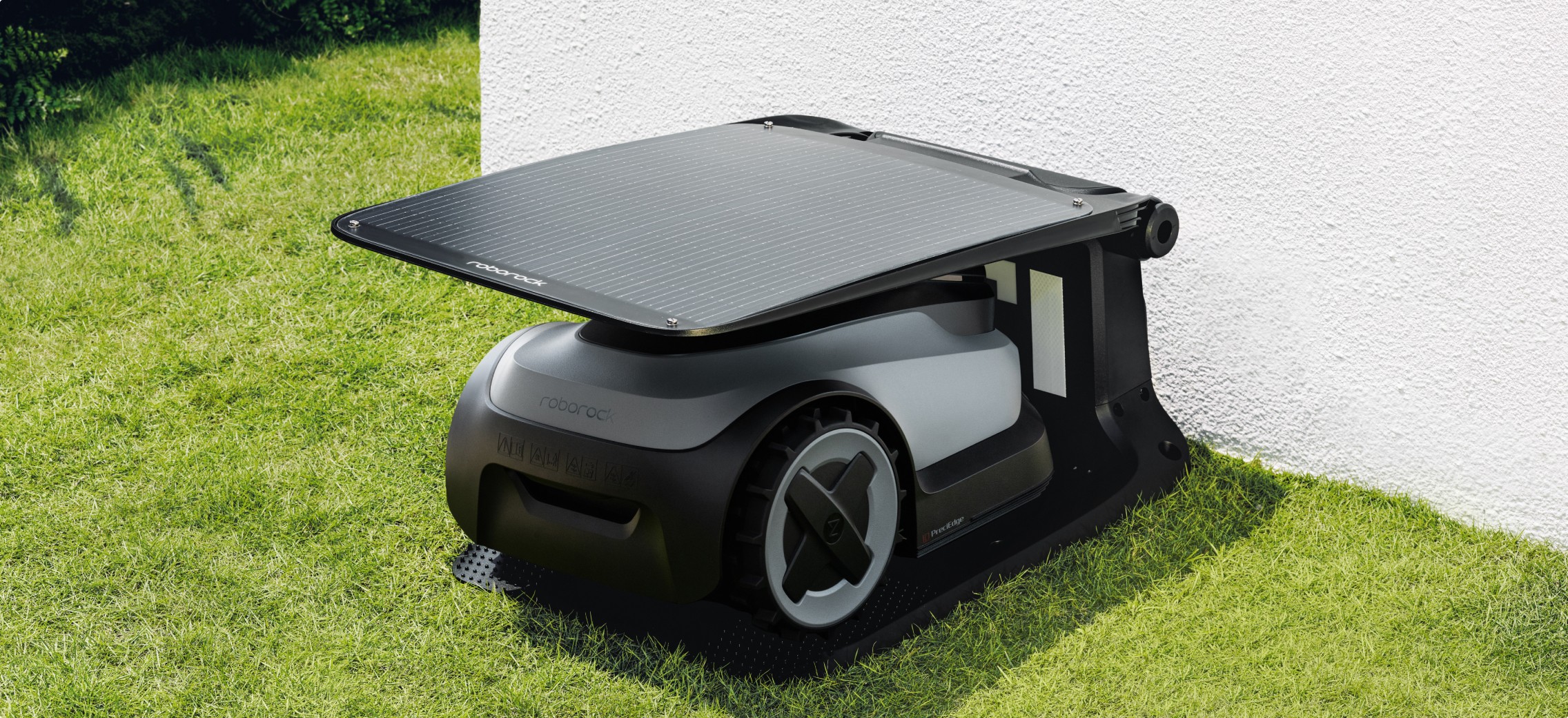 Roborock weatherproof garage shelter with mounted solar charging kit
