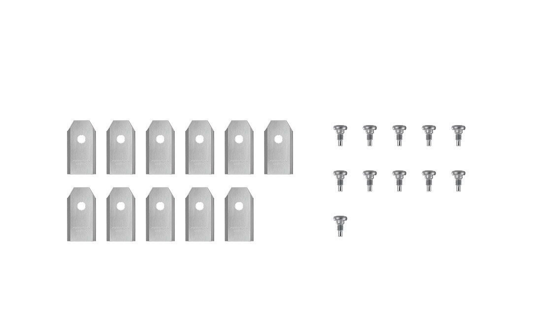Replacement razor cutting blades and mounting screws package