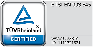 TÜV Rheinland certificate badge verifying obstacle safety and data privacy